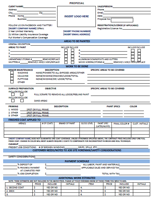 Free Painting Proposal Template CorkCRM